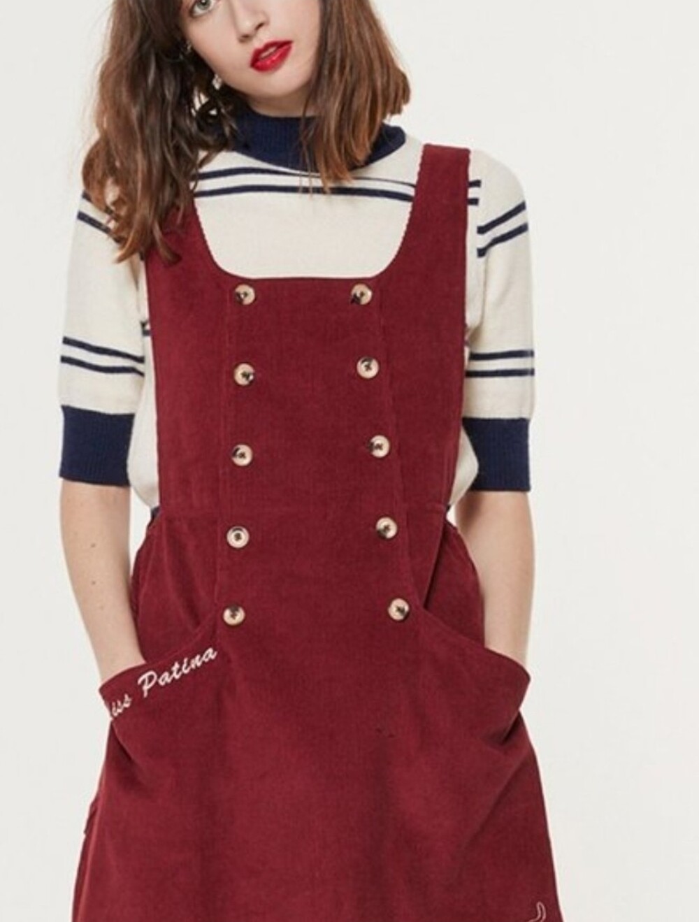 NWT Miss Patina Moorland Melody Pinafore Dress In Crimson Red. Womens Size Large